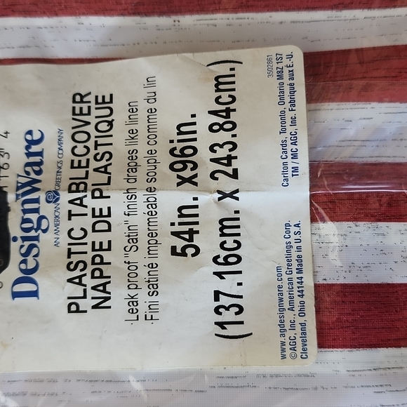 LOT OF 6 54 X 96 INCH PLASTIC TABLECLOTHS, AMERICAN FLAG AND RED DESIGNS - Picture 2 of 3